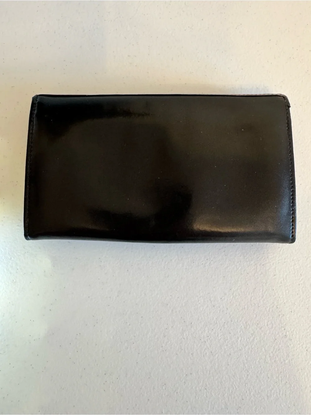 Leather Trifold Wallet in Brown and Black
